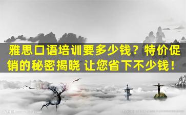 雅思口语培训要多少钱？特价促销的秘密揭晓 让您省下不少钱！